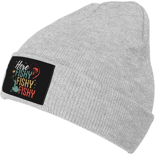 Here Fishy Fishy Fishy Knit Cap Unisexe Hiver Chaud Bonnet Tricoté Noir