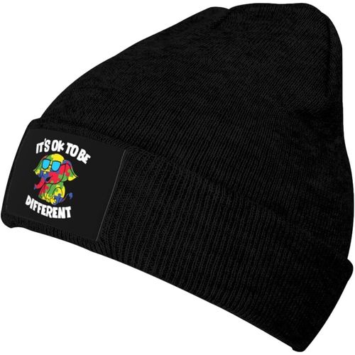 C'est Ok D'être Différent Sensibilisation À L'autisme Éléphant Bonnet En Tricot Unisexe Hiver Chaud Bonnet Tricoté Noir