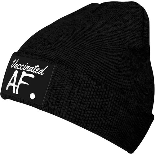 Af Vacciné. Bonnet Unisexe Hiver Chaud Tricoté Noir