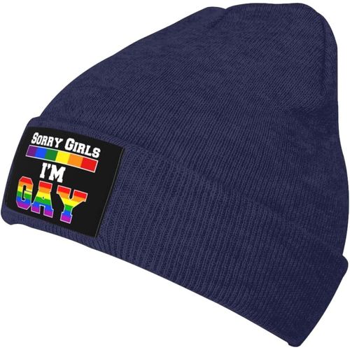 Désolé Filles, Je Suis Gay Bonnet Tricoté Unisexe Hiver Chaud Bonnet Tricoté Noir