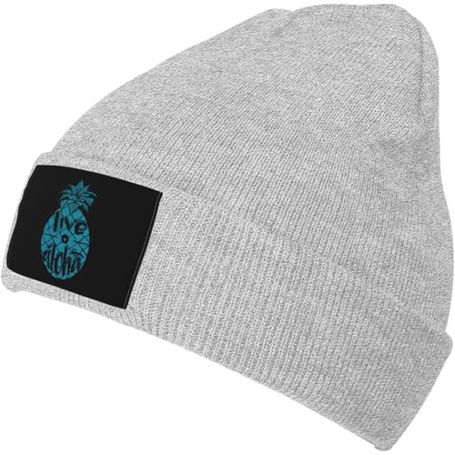 Live Aloha Ananas Bonnet Tricoté Unisexe Hiver Chaud Bonnet Tricoté Noir