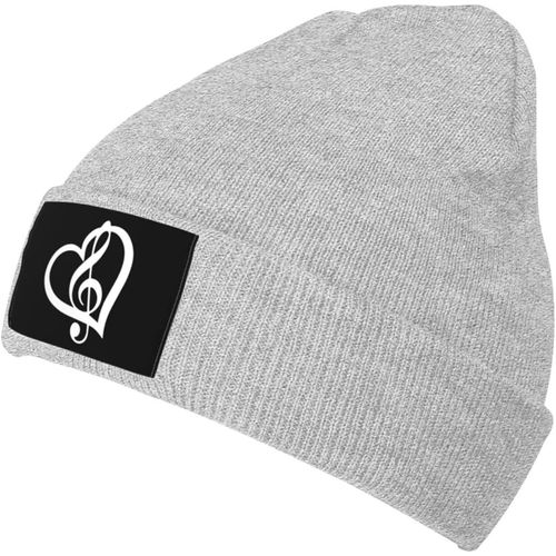 Note De Musique Coeur Tricot Chapeau Unisexe Hiver Chaud Tricoté Chapeau Noir