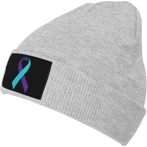 Bonnet Avec Ruban De Sensibilisation À La Prévention Du Suicide, Chapeau Tricoté Chaud Unisexe Pour L'hiver, Noir