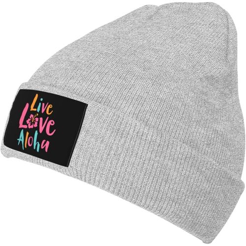 Live Love Aloha Bonnet Tricoté Unisexe Hiver Chaud Bonnet Tricoté Noir