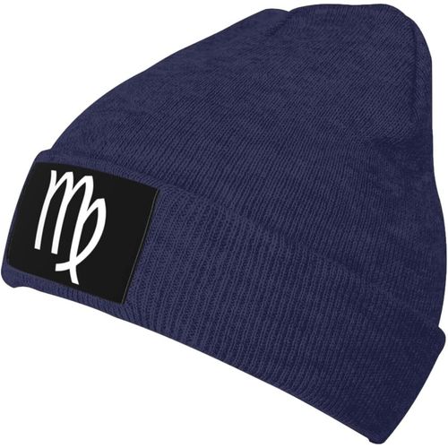 Bonnet Tricoté Avec Signe Du Zodiaque Vierge, Unisexe, Chaud, Pour L'hiver, Noir