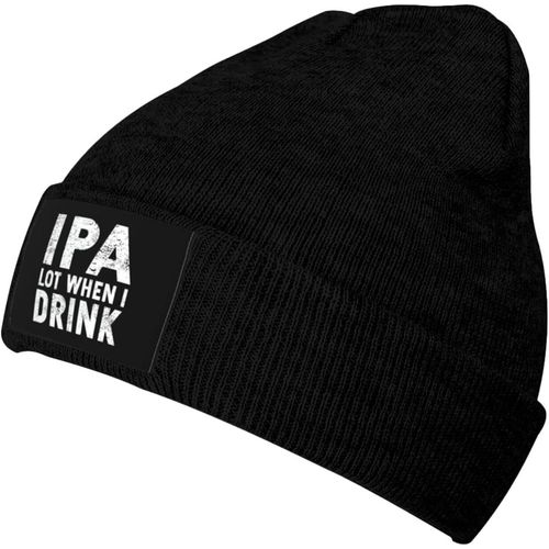 Ipa Lot When I Drink Bonnet Unisexe En Tricot Chaud Pour L'hiver Noir