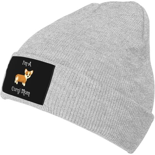I'm A Corgi Mom Beanie Hat Unisexe Hiver Chaud Bonnet Tricoté Noir