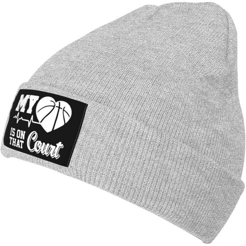 Mon Coeur Est Sur Ce Terrain De Basket-Ball Tricoté Chapeau Unisexe Hiver Chaud Tricoté Chapeau Noir