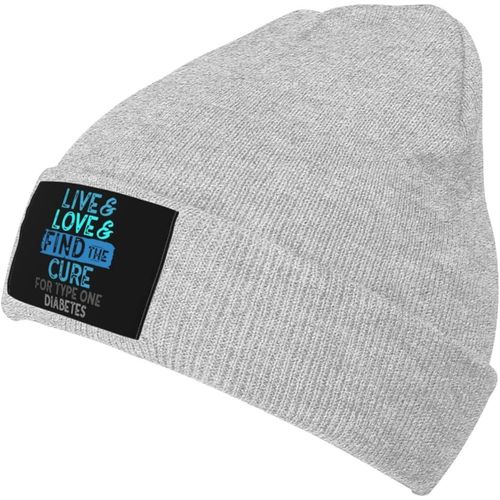 Live Love Find The Cure For Type One Bonnet Unisexe En Tricot Chaud Pour L'hiver Noir