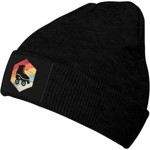 Bonnet Tricoté Rétro Années 70 Pour Patinage À Roulettes, Unisexe, Chaud D'hiver, Noir