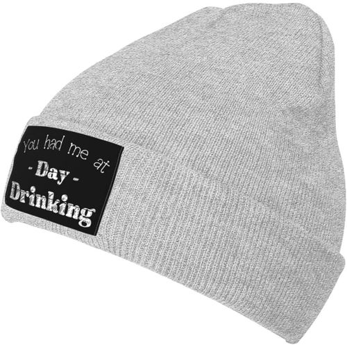 You Had Me At Day Drinking Bonnet Tricoté Unisexe Pour L'hiver Chaud Noir