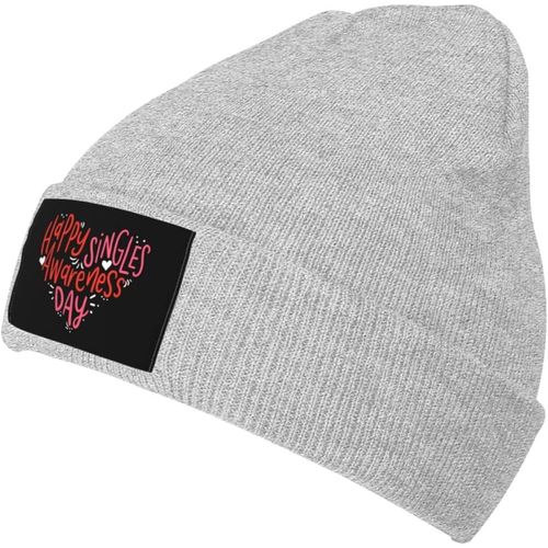 Happy Singles Awareness Day Bonnet Unisexe Hiver Chaud Tricoté Noir