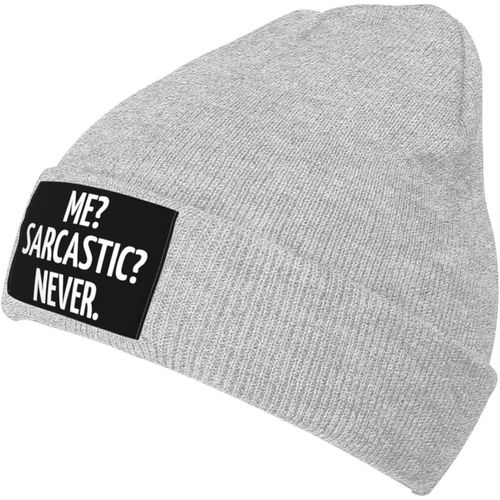 Me Sarcastic Never Knit Cap Unisexe Hiver Chaud Bonnet Tricoté Noir