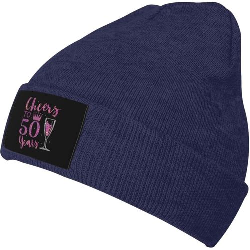 Cheers To 50 Years Bonnet Unisexe Hiver Chaud Bonnet Tricoté Noir