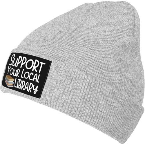 Soutenez Votre Bibliothèque Locale Bonnet En Tricot Unisexe Bonnet Tricoté Chaud D'hiver Noir