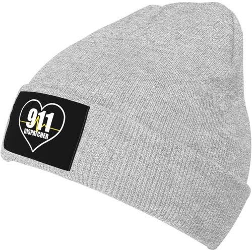 911 Dispatcher Heart Knit Hat Unisexe Hiver Chaud Bonnet Tricoté Noir