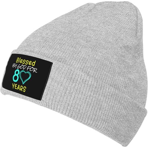 Béni Par Dieu Depuis 80 Ans Bonnet Tricoté Unisexe Hiver Chaud Bonnet Tricoté Noir