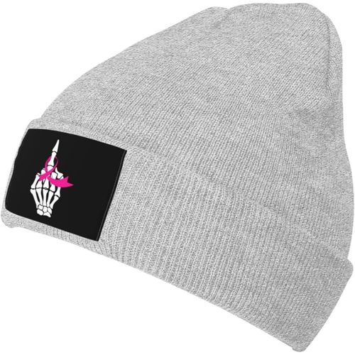 Bonnet De Sensibilisation Au Cancer Du Sein Avec Ruban Rose, Unisexe, Chaud, Tricoté, Noir, Pour L'hiver