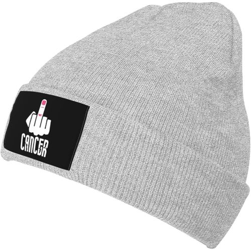 Fuck Cancer Knit Cap Unisexe Hiver Chaud Bonnet Tricoté Noir