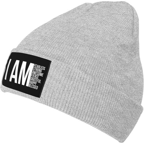Je Suis Intrépide, Je Suis Fort, Je Suis Béni Bonnet Unisexe Hiver Chaud Tricoté Chapeau Noir