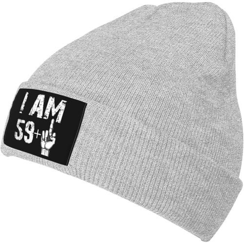 J'ai 59 Ans + Un Majeur Bonnet Tricoté Unisexe Hiver Chaud Bonnet Tricoté Noir