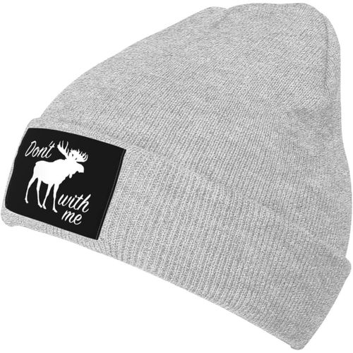 Don't Moose With Me Bonnet Unisexe Hiver Chaud Tricoté Noir