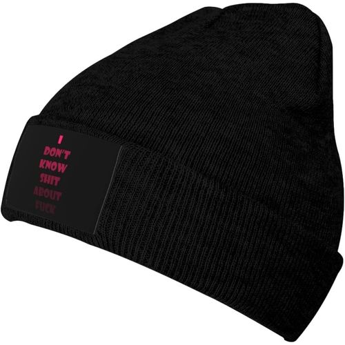 I Don't Know Shit About Fuck Bonnet Tricoté Unisexe Hiver Chaud Bonnet Tricoté Noir