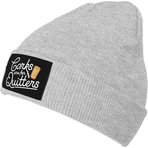 Les Bouchons Sont Pour Les Quitters Bonnet En Tricot Unisexe Bonnet Tricoté Chaud D'hiver Noir