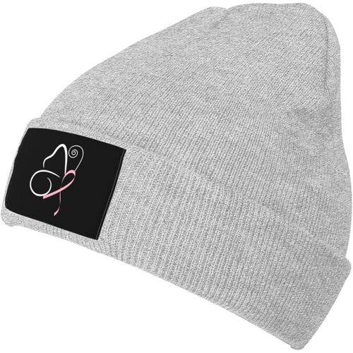 Ruban De Sensibilisation Au Cancer Du Sein Papillon Tricoté Chapeau Unisexe Hiver Chaud Tricoté Chapeau Noir