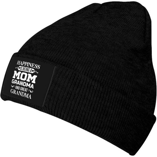 Le Bonheur Est D'être Une Grand-Mère Bonnet Tricoté Unisexe Hiver Chaud Bonnet Tricoté Noir