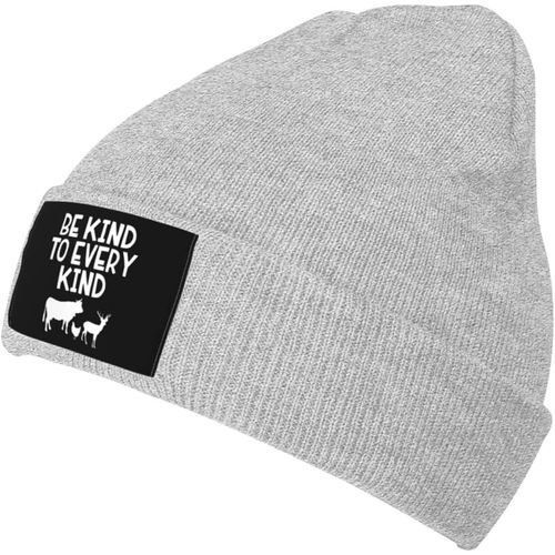 Soyez Gentil Avec Tous Les Types De Casquette En Tricot Végétarien Végétalien Unisexe, Chapeau Tricoté Chaud D'hiver Noir