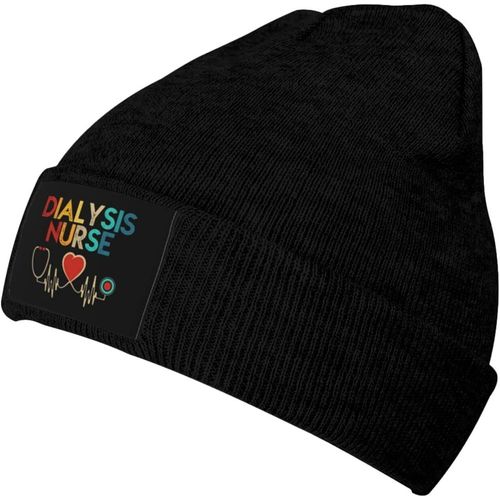 Chapeau Tricoté D'infirmière De Dialyse Unisexe, Chapeau Tricoté Chaud D'hiver Noir