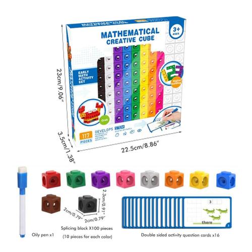 Cubes De Liaison Mathématiques, Blocs De Construction, Jouets Avec Cartes, Stylo, Jouets Éducatifs Préscolaires Pour Enfants