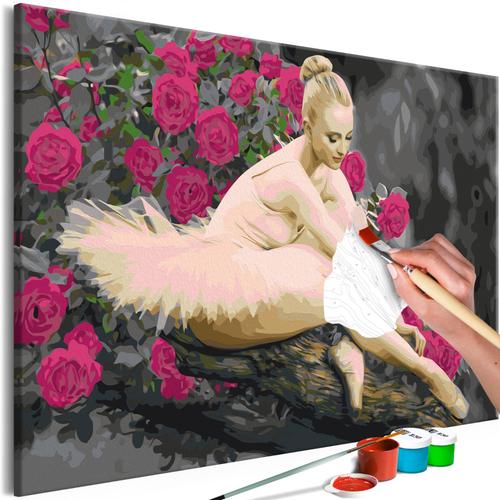 Tableau à peindre soi-même peinture par numéros motif Rose ballerine 60x40 cm 11_0012319