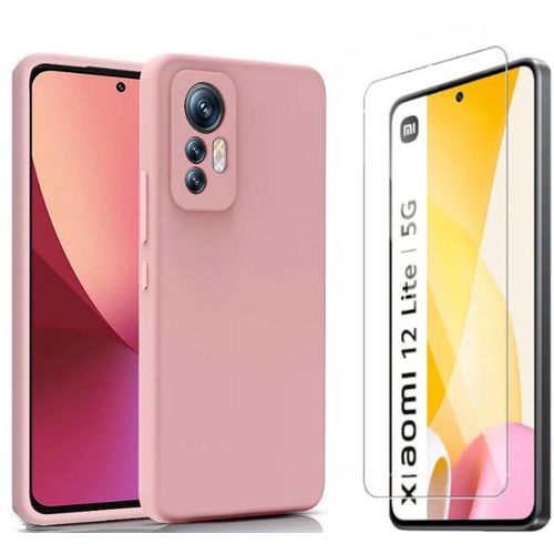 Coque Silicone Couleur Rose + Verre Trempe Pour Xiaomi 12 Lite Little Boutik®