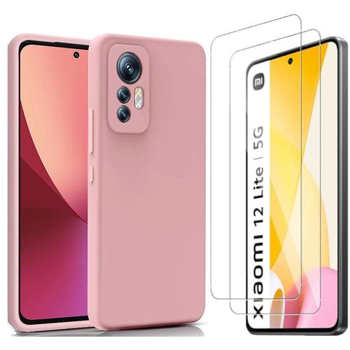 Coque Silicone Couleur Rose + 2 Verres Trempes Pour Xiaomi 12 Lite Little Boutik®