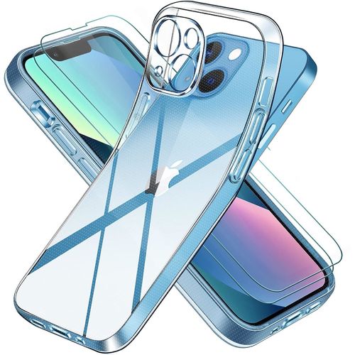 Coque Transparente Pour Iphone 13 (6,1") Et 2 Verres Trempé Film Protection Ecran Little Boutik®