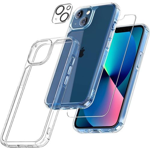 Coque Silicone Transparente + Verre Trempe Et Protection Camera Arriere Pour Iphone 13 Little Boutik®