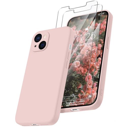 Coque Rose Pour Iphone 13 (6,1") Et 2 Verres Trempé Film Protection Ecran Little Boutik®