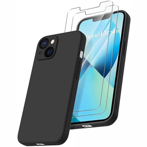 Coque Noir Pour Iphone 13 Mini (5,4") Et 2 Verres Trempé Film Protection Ecran Little Boutik®