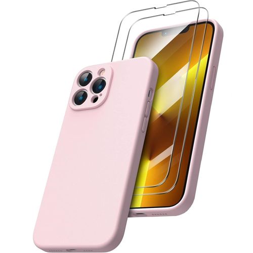Coque Rose Pour Iphone 13 Pro Max (6,7") Et 2 Verres Trempé Film Protection Ecran Little Boutik®