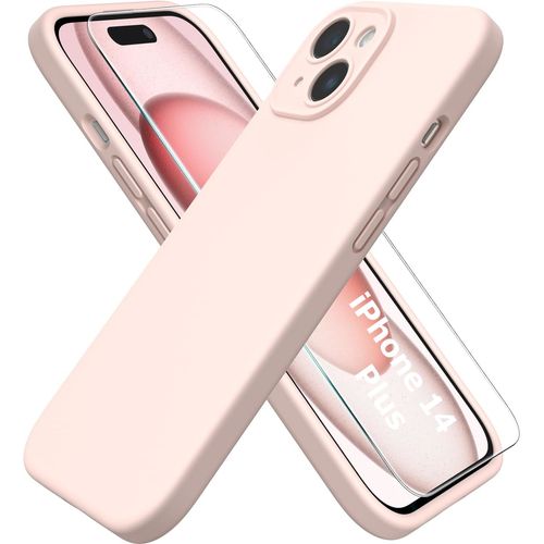 Coque Rose Pour Iphone 14 Plus (6,7") Et Verre Trempé Film Protection Ecran Little Boutik®
