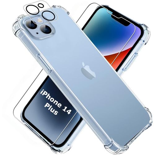 Coque Silicone Transparente Angles Renforces + Verre Trempe Et Protection Camera Arriere Pour Iphone 14 Plus Little Boutik®