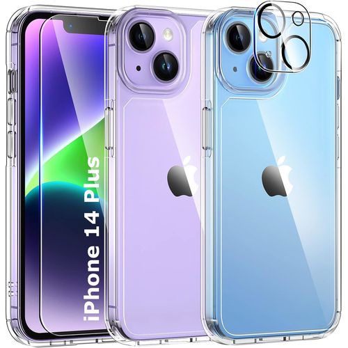 Coque Silicone Transparente + Verre Trempe Et Protection Camera Arriere Pour Iphone 14 Plus Little Boutik®
