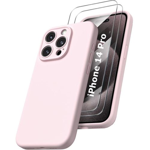 Coque Rose Pour Iphone 14 Pro (6,1") Et 2 Verres Trempé Film Protection Ecran Little Boutik®