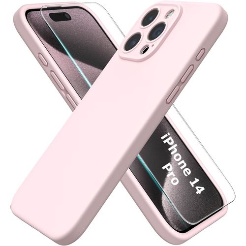 Coque Rose Pour Iphone 14 Pro (6,1") Et Verre Trempé Film Protection Ecran Little Boutik®