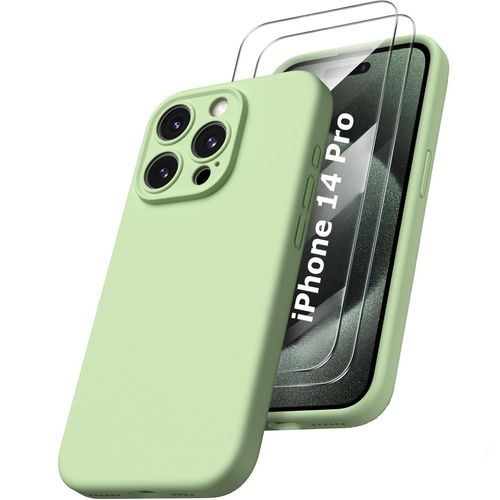 Coque Silicone Verte + 2 Verres Trempes Pour Iphone 14 Pro Little Boutik®
