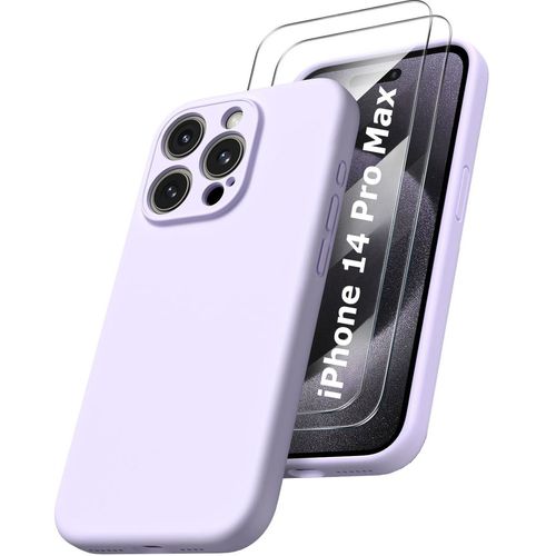 Coque Silicone Violet + 2 Verres Trempes Pour Iphone 14 Pro Max Little Boutik®