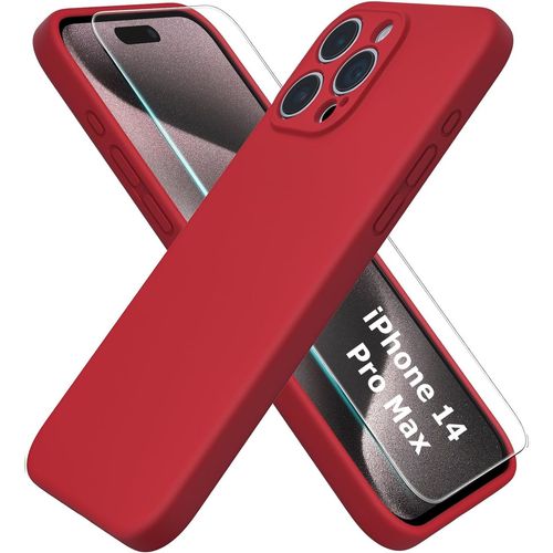 Coque Silicone Rouge + Verre Trempe Pour Iphone 14 Pro Max Little Boutik®