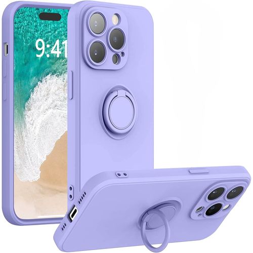 Coque Silicone Pour Iphone 14 Pro Couleur Violet Avec Anneau Support Little Boutik®